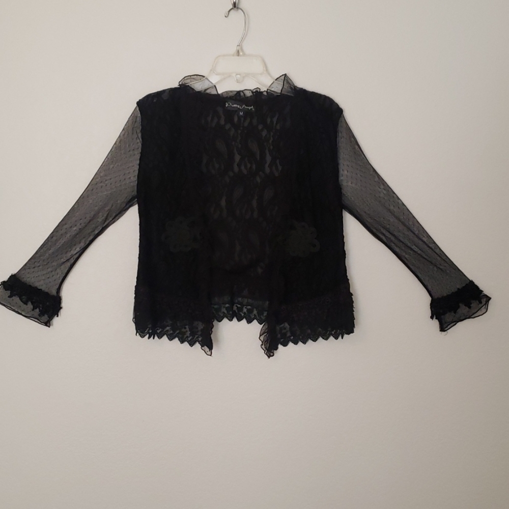 Pretty Angel Black Sheer Cover up Long Sleeve